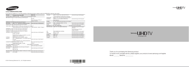 Image de la première page du manuel de l'appareil UE105S9WAL