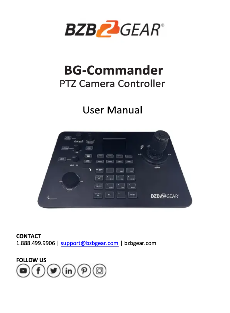 Page n°1 - Manuel utilisateur BZBGear BG-Commander