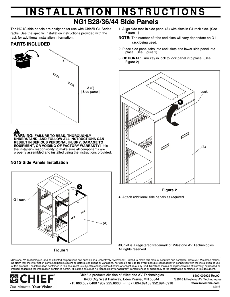 Page n°1 - Manuel utilisateur Chief NG1S4433