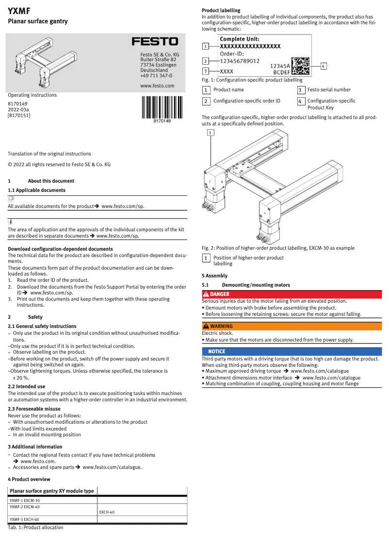Image de la première page du manuel de l'appareil YXMF-2