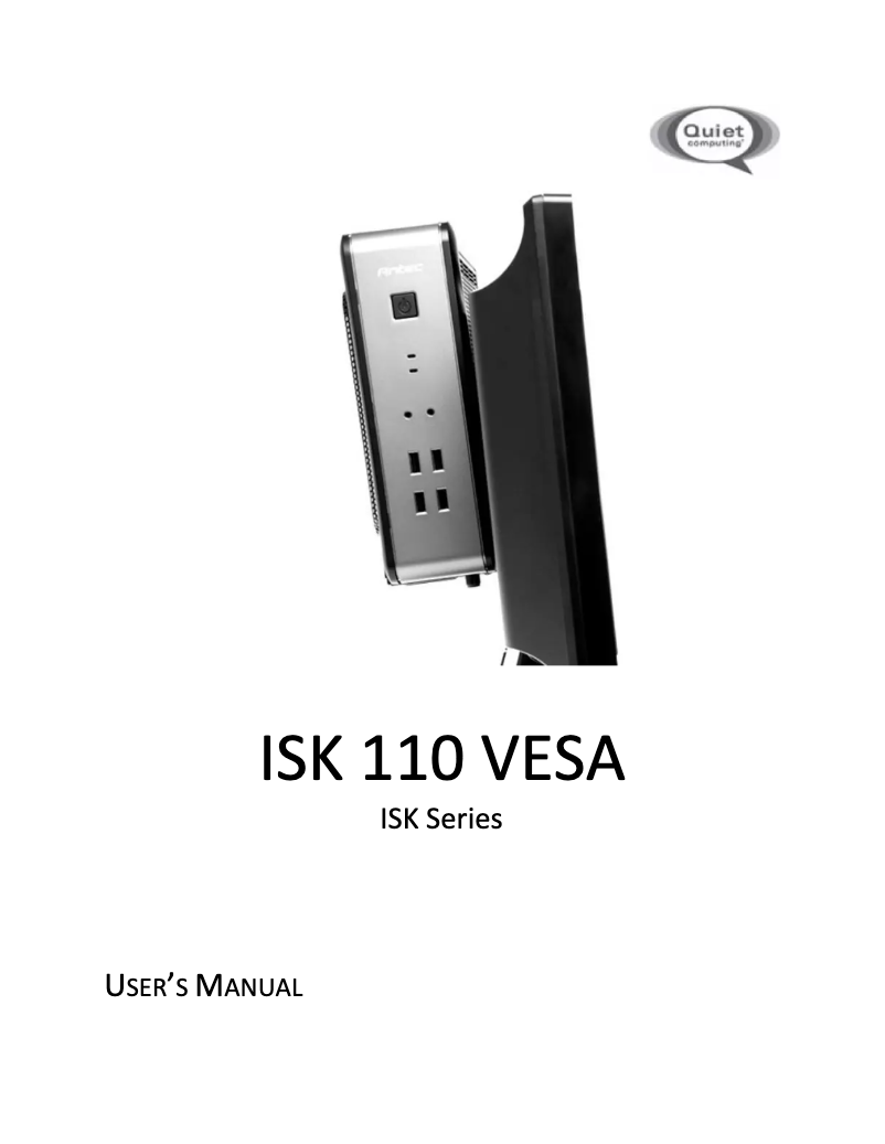 Page 1 de la notice Manuel utilisateur Antec ISK 110 VESA