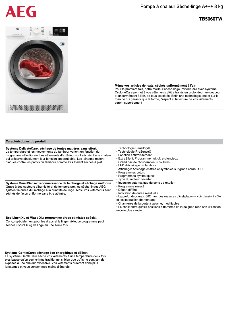 Image de la première page du manuel de l'appareil TB5060TW