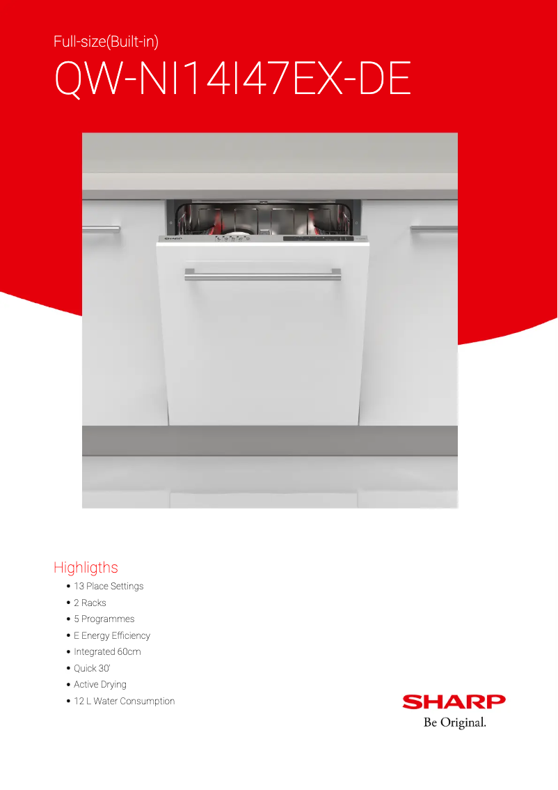 Page 1 de la notice Fiche technique Sharp QW-NI14I47EX-DE
