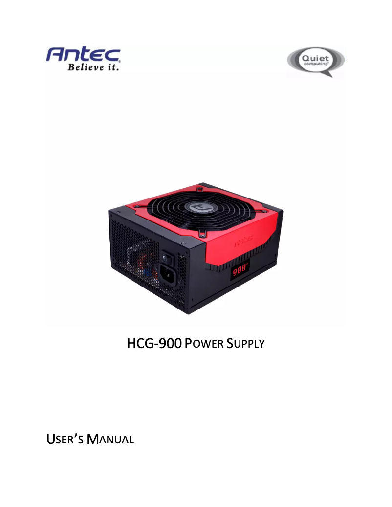 Page n°1 - Manuel utilisateur Antec HCG-900