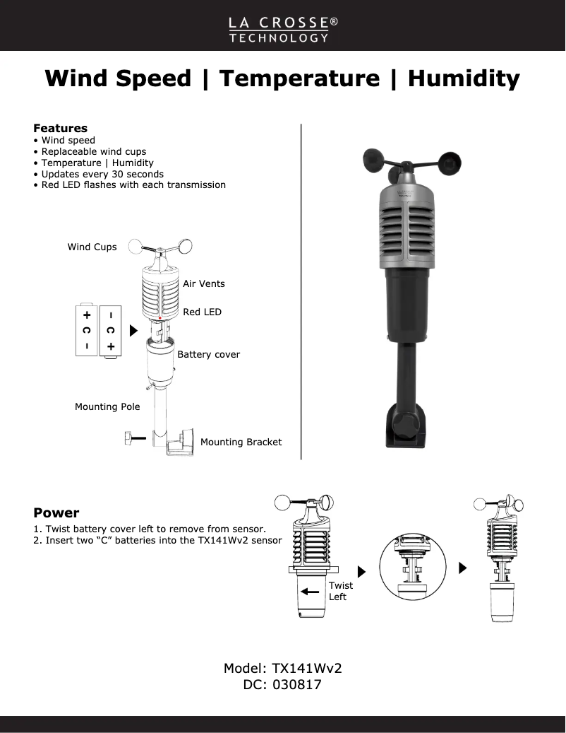 Page n°1 - Manuel utilisateur La Crosse Technology TX141WV2