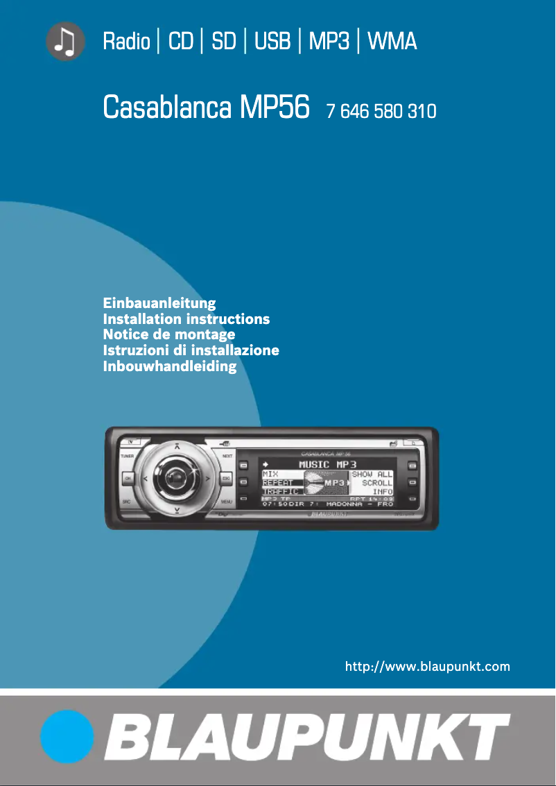 Page 1 de la notice Manuel utilisateur Blaupunkt Casablanca MP56