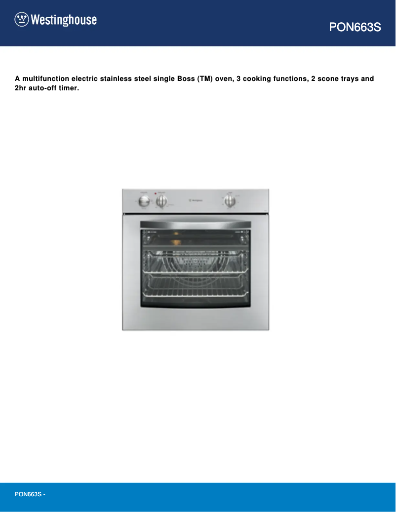 Page n°1 - Manuel utilisateur Westinghouse PON663S