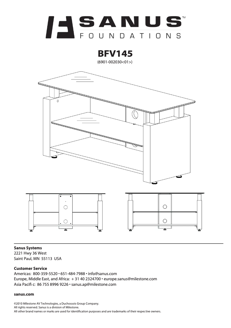 Page 1 de la notice Manuel utilisateur Sanus BFV145