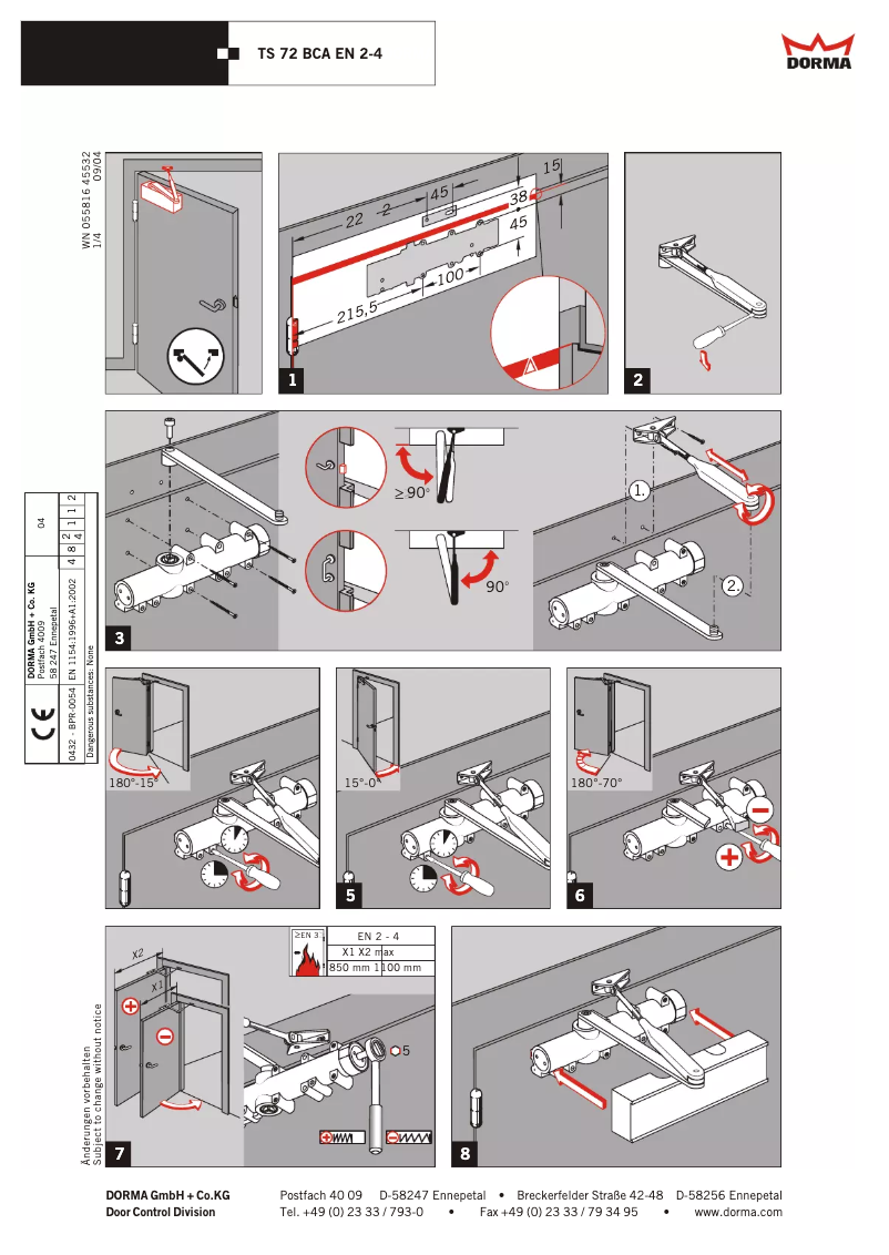 Page 1 de la notice Manuel utilisateur Dorma TS 72