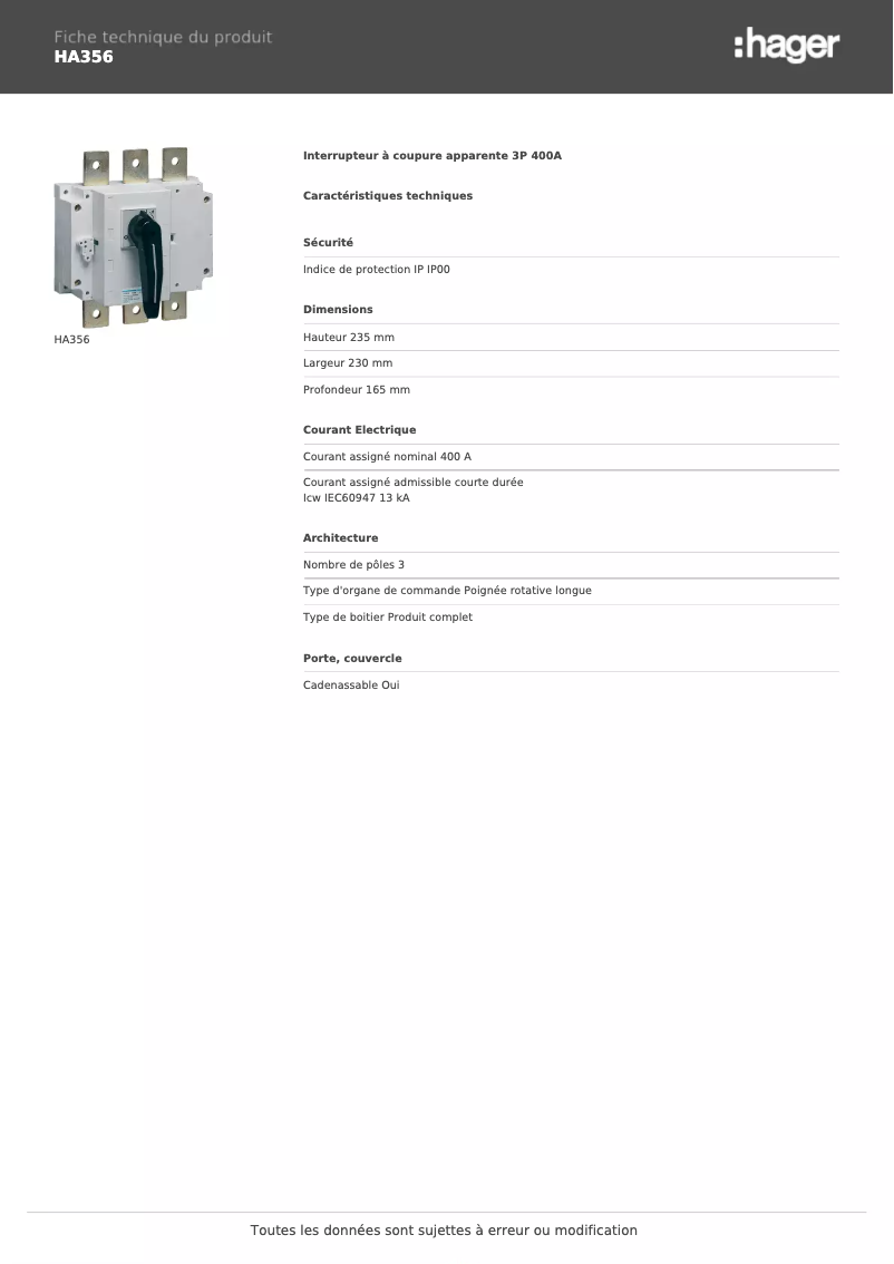 Image de la première page du manuel de l'appareil HA356