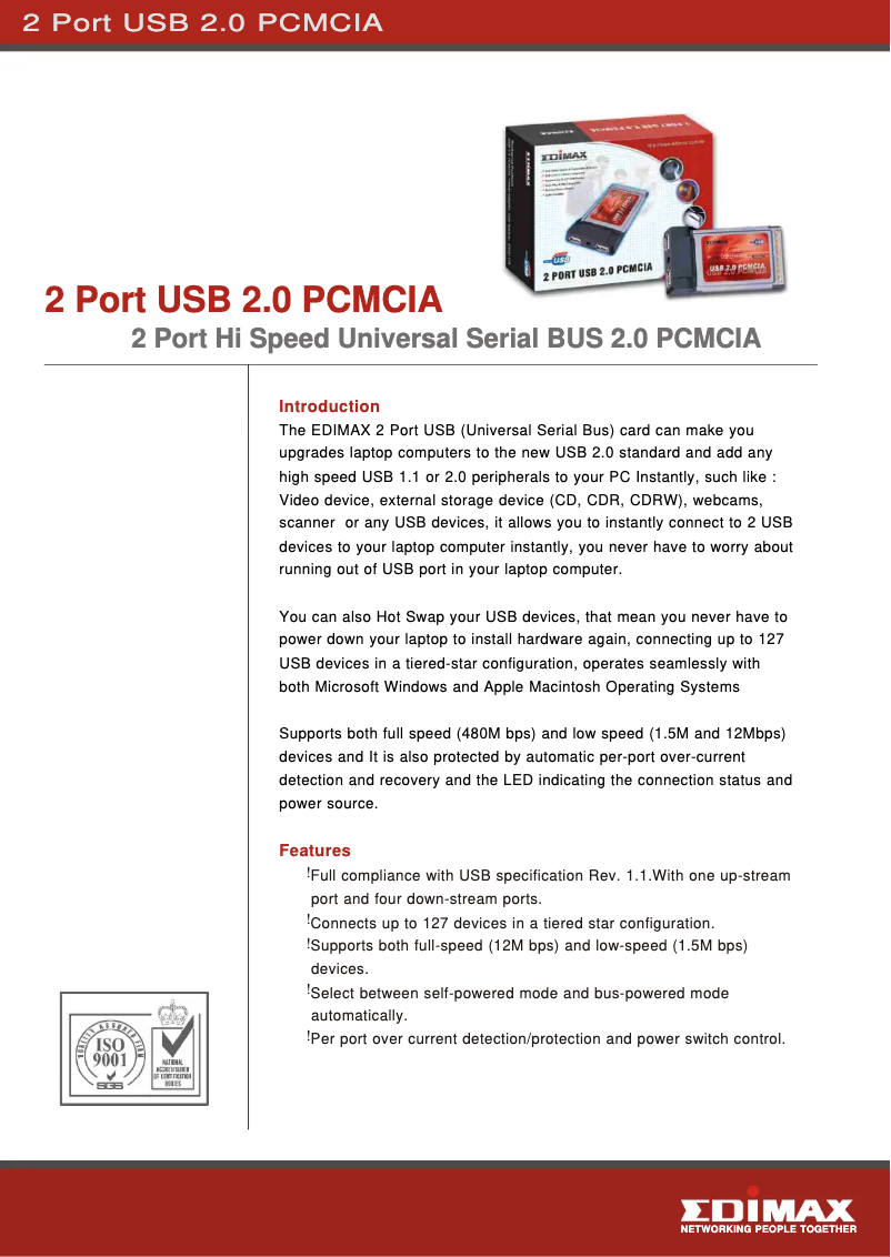 Página 1 del manual Ficha técnica Edimax EU-PC2C