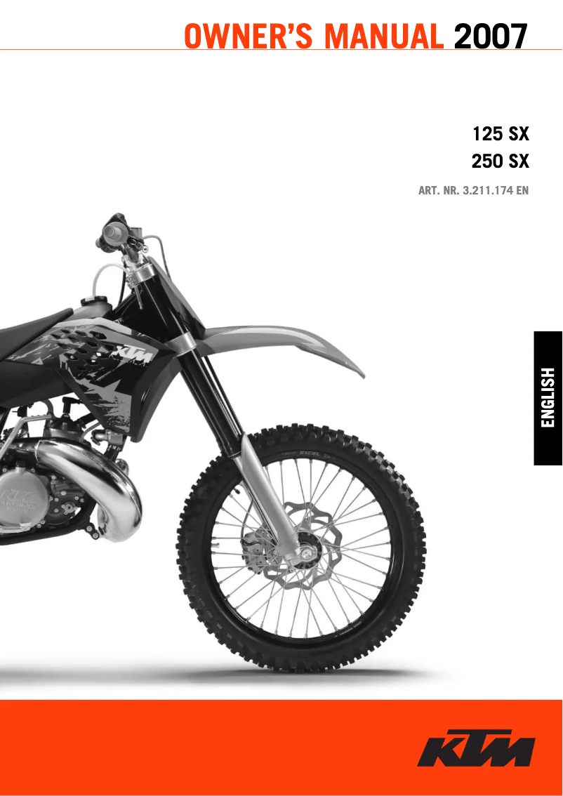 Page 1 de la notice Manuel utilisateur KTM 125 SX (2007)