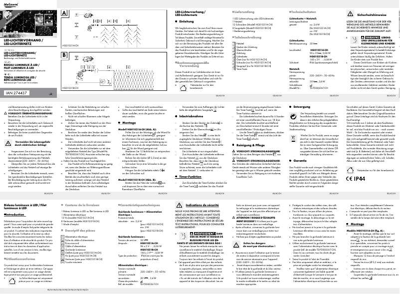 Page 1 de la notice Manuel utilisateur Melinera HG01031A