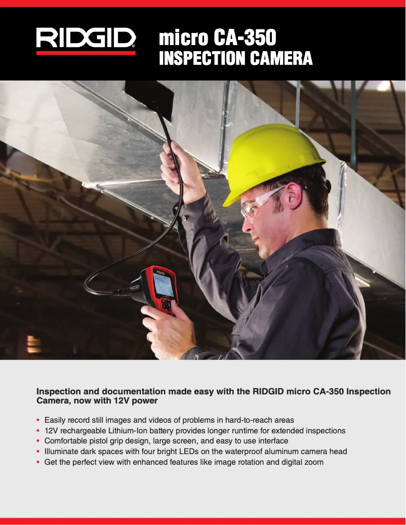 Page 1 de la notice Catalogue Ridgid micro CA-350