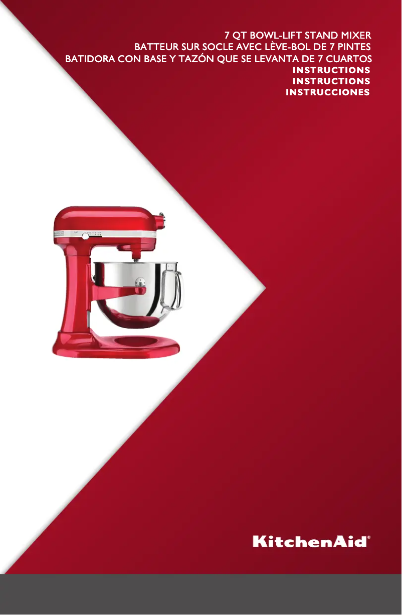 Page 1 de la notice Manuel utilisateur KitchenAid Pro Line KSM7586P