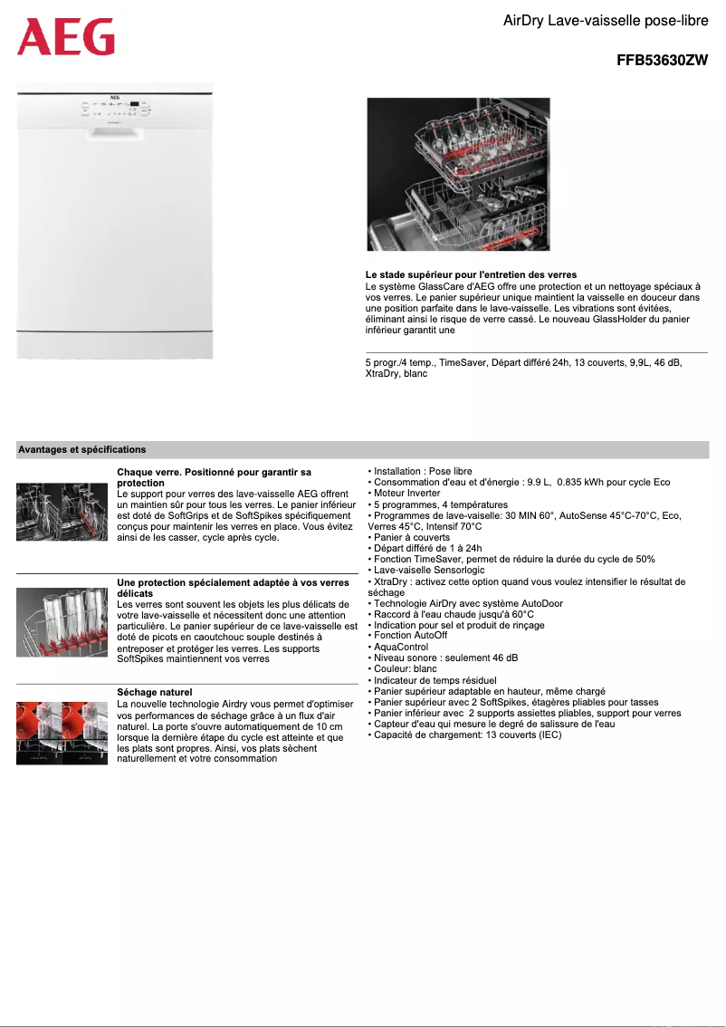 Página 1 del manual Ficha técnica AEG FFB53630ZW