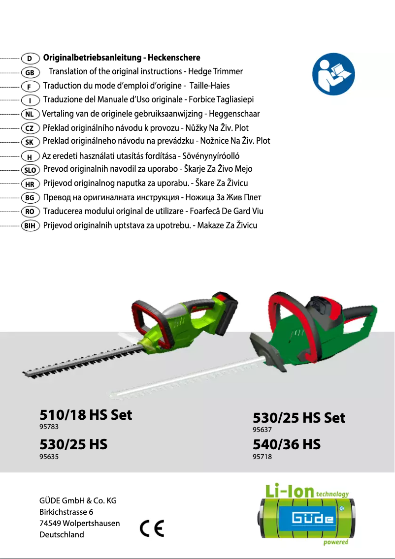Page 1 de la notice Manuel utilisateur Güde 510/18 HS Set