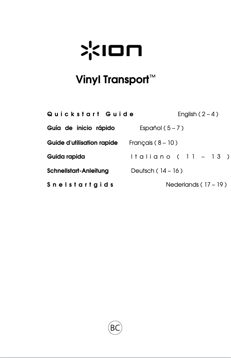Page 1 de la notice Manuel utilisateur ION Vinyl Transport