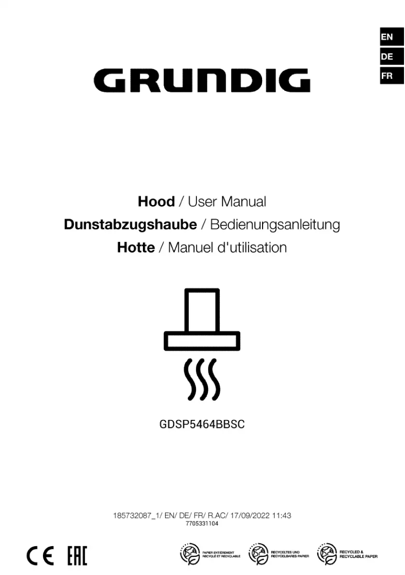 Page n°1 - Manuel utilisateur Grundig GDSP5464BBSC