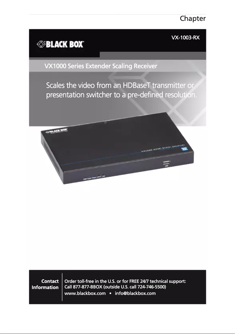 Page n°1 - Manuel utilisateur Black Box VX-1003-RX