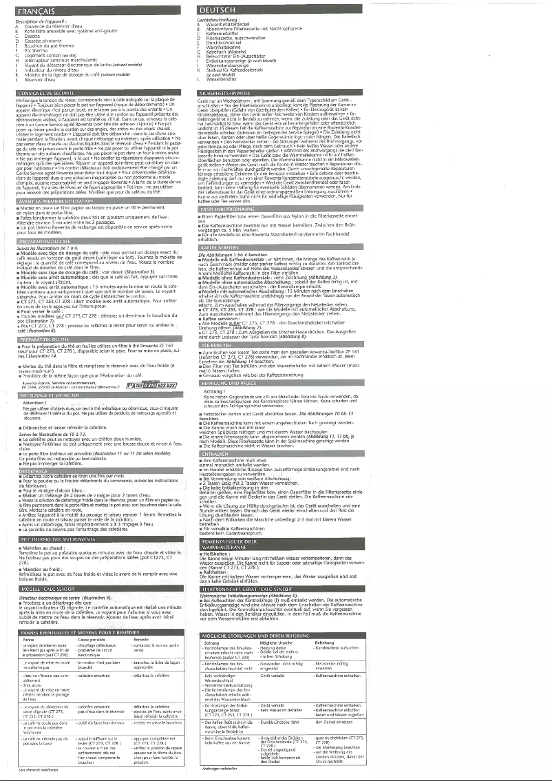 Page 1 de la notice Manuel utilisateur Rowenta CT218