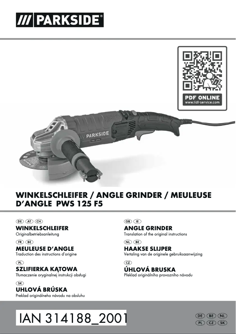 Page n°1 - Manuel utilisateur Parkside PWS 125 F5