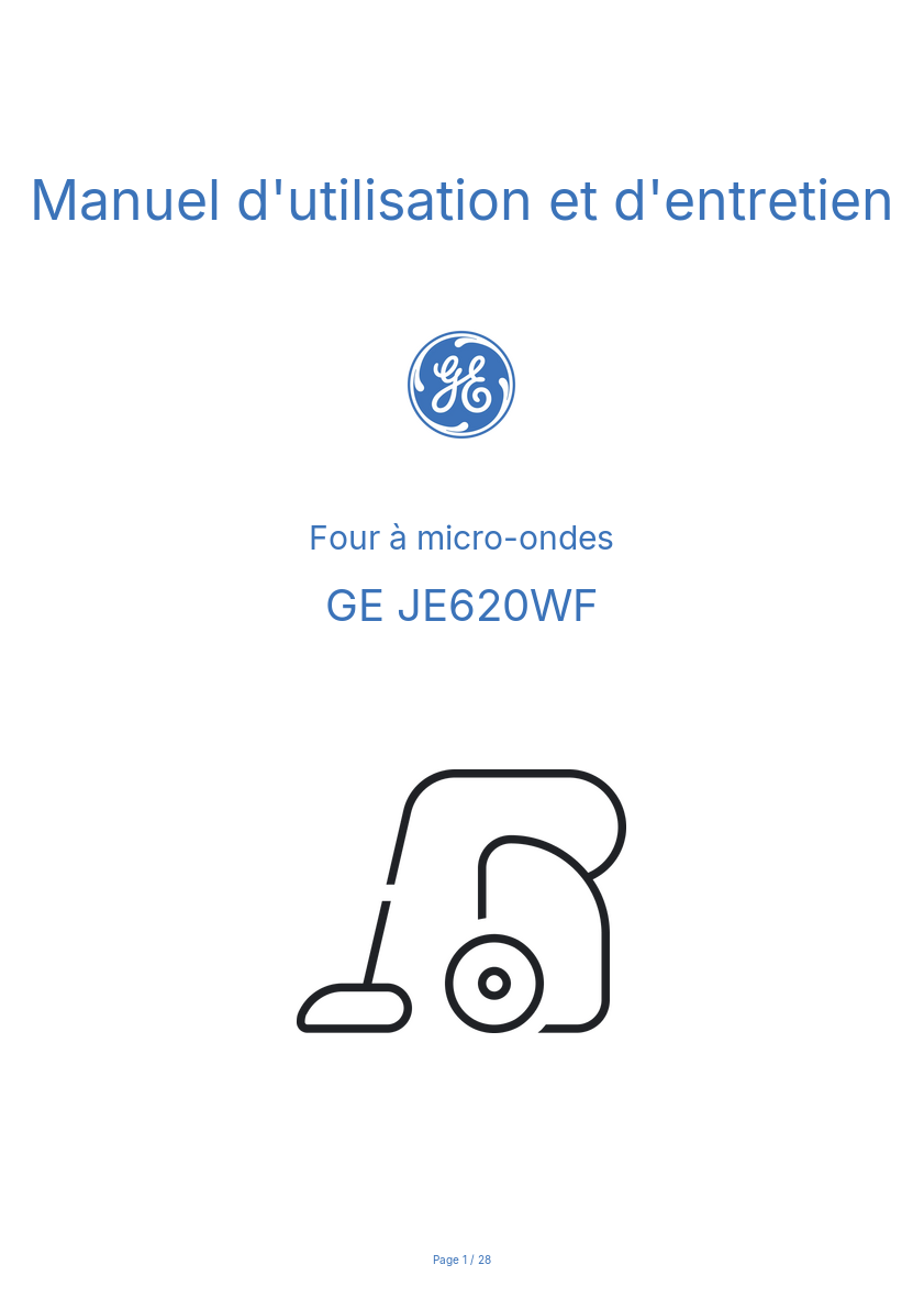 Image de la première page du manuel de l'appareil JE620WF