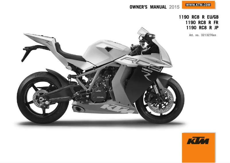 Page 1 de la notice Manuel utilisateur KTM 1190 RC8 R