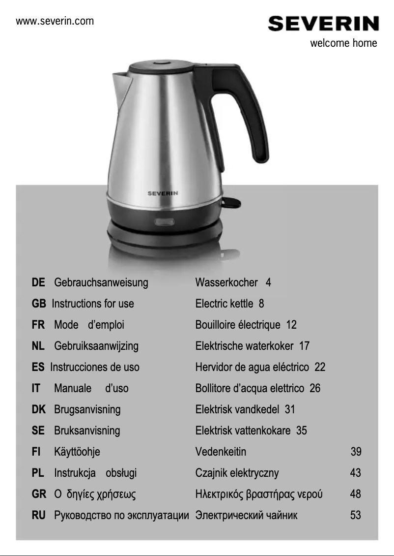 Page 1 de la notice Manuel utilisateur Severin WK 3333