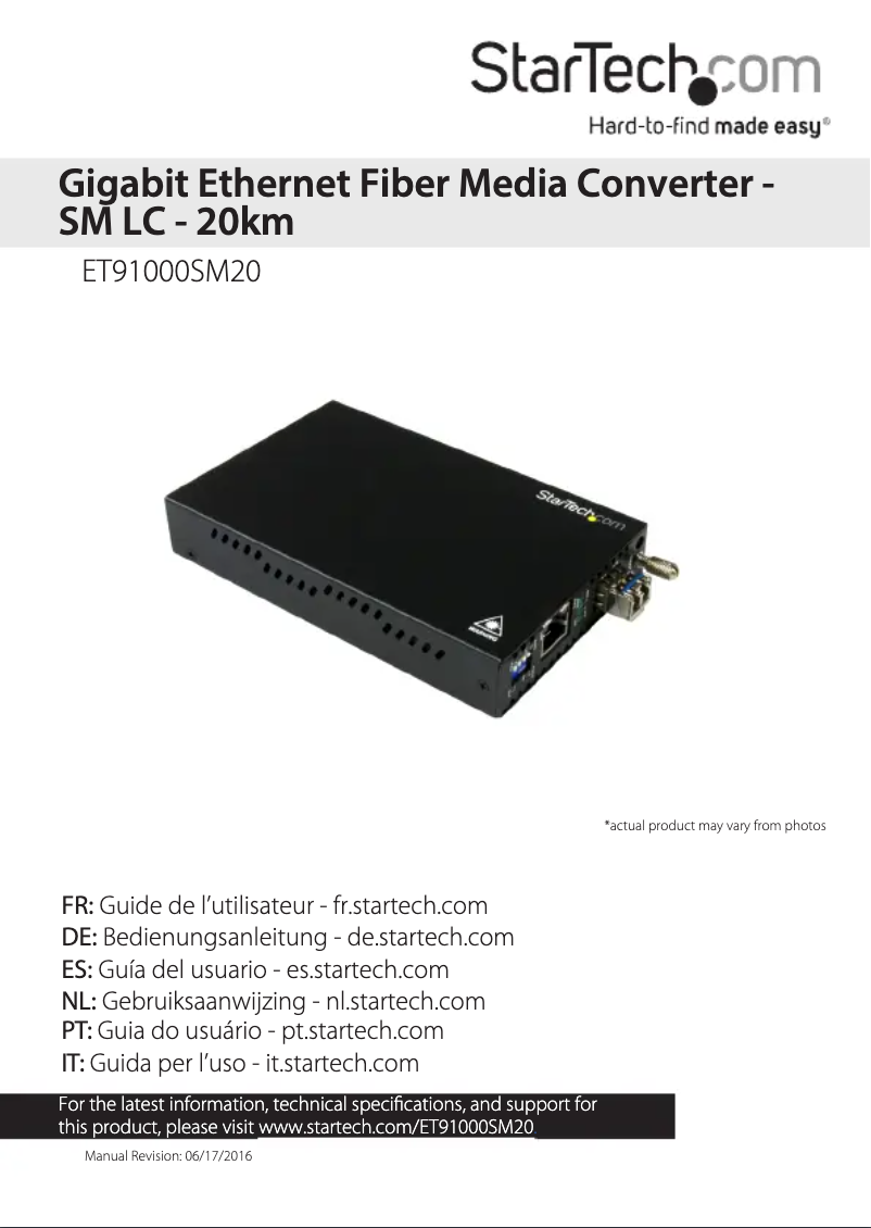 Page 1 de la notice Manuel utilisateur StarTech.com ET91000SM20