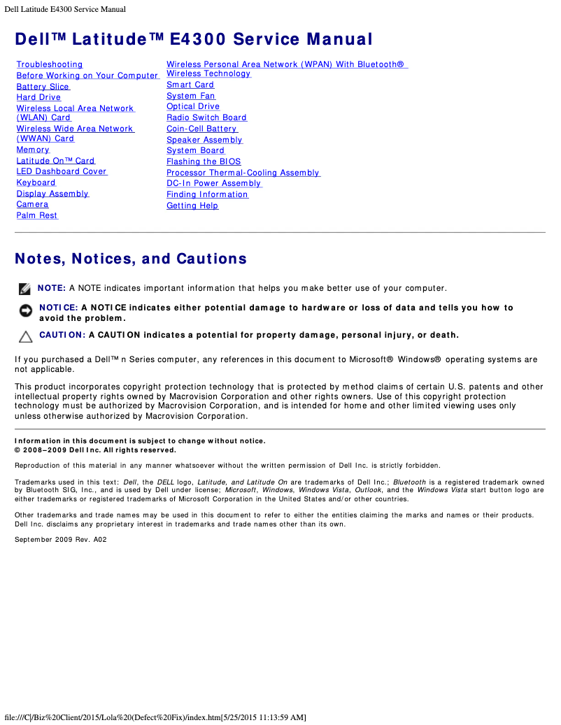Page 1 de la notice Manuel utilisateur Dell Latitude E4300