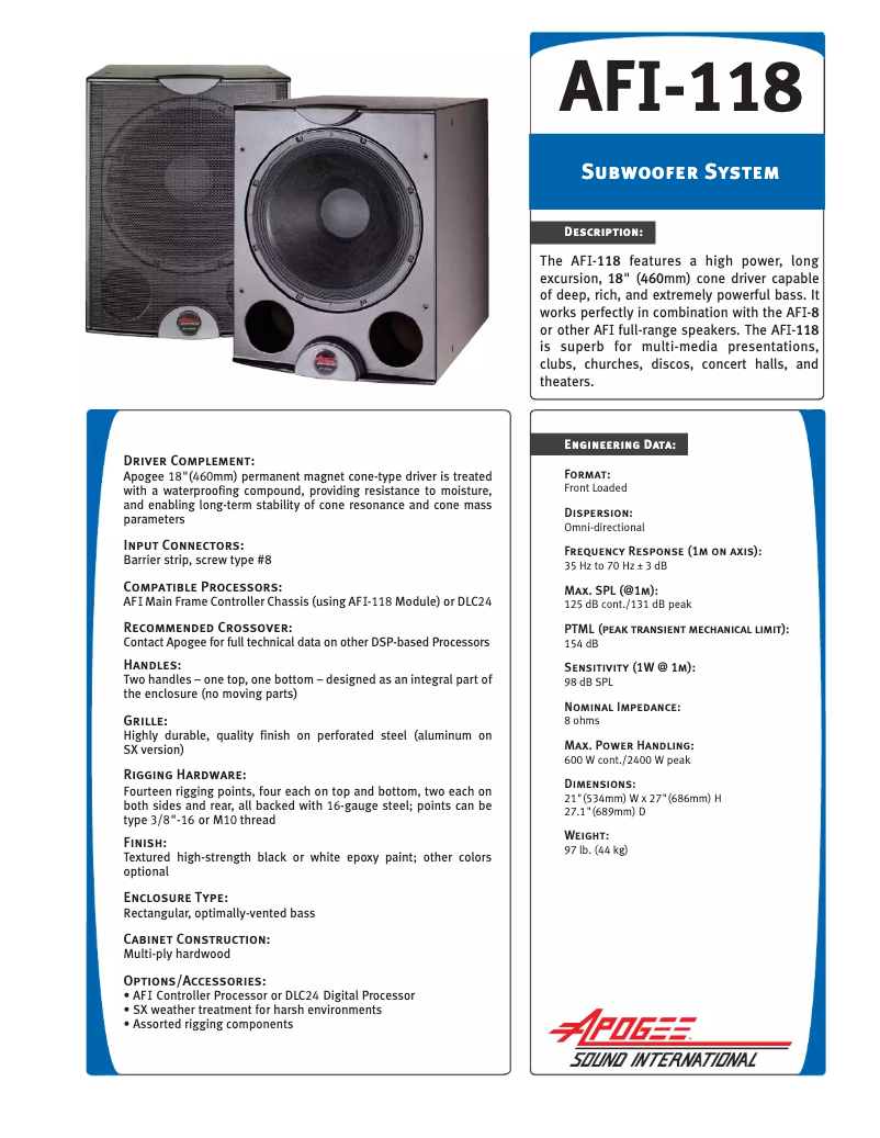 Page n°1 - Manuel utilisateur Bogen AFI-118