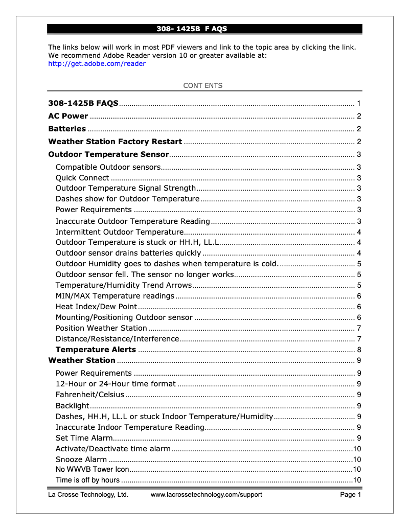 Image de la première page du manuel de l'appareil 308-1425B