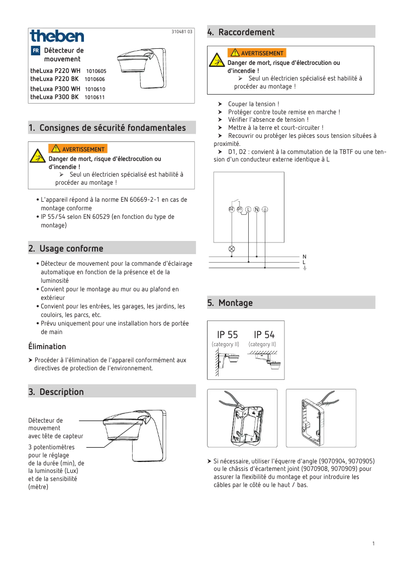 Page n°1 - Manuel utilisateur Theben TheLuxa P220 WH