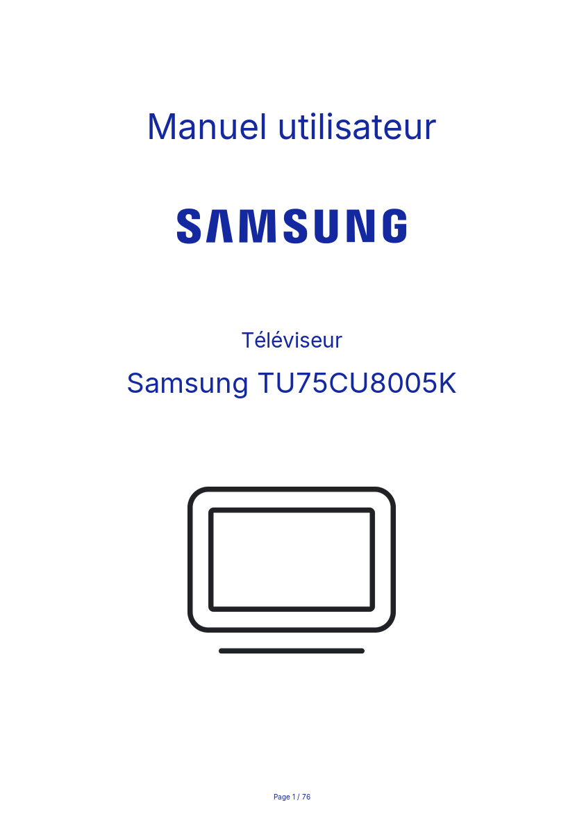 Page n°1 - Manuel utilisateur Samsung TU75CU8005K