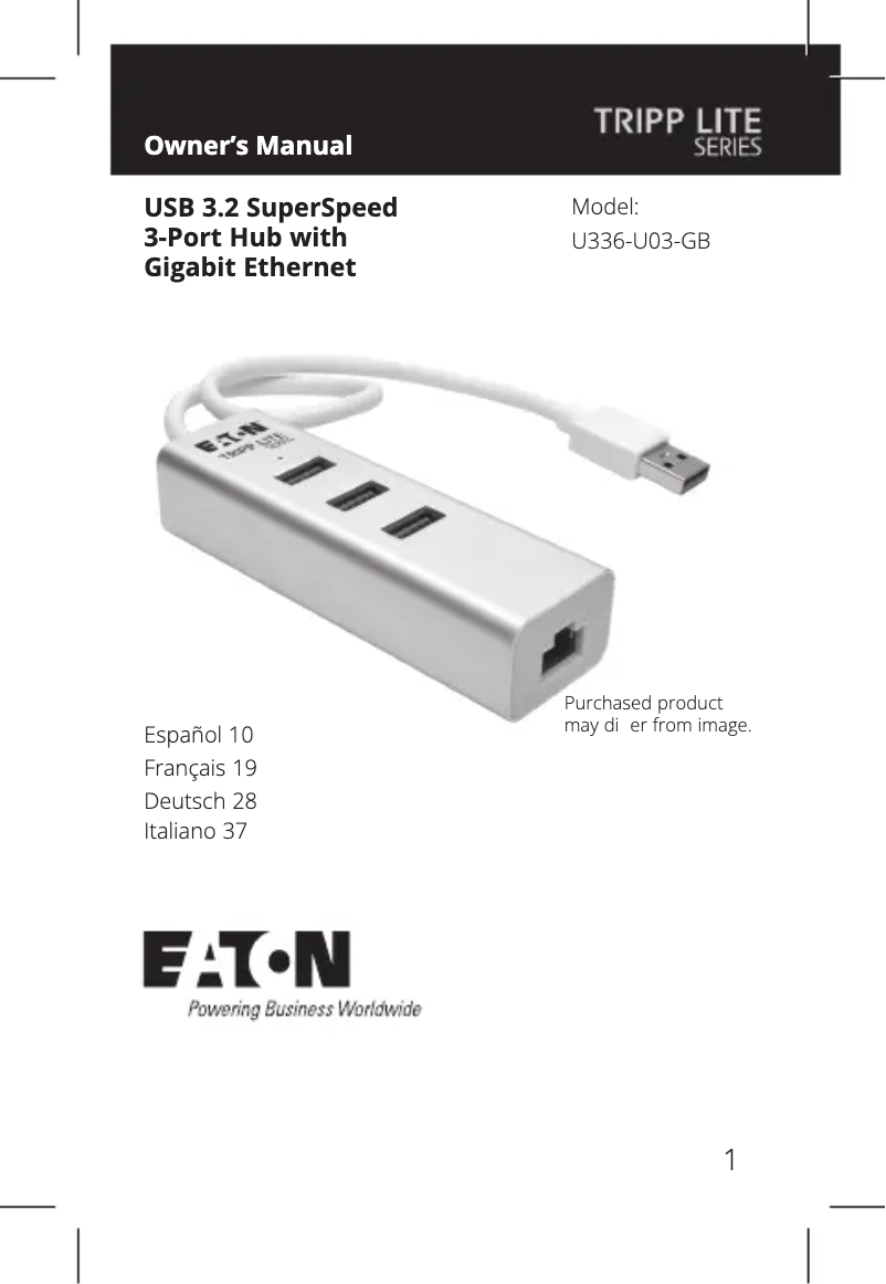 Page n°1 - Manuel utilisateur Tripp Lite U336-U03-GB