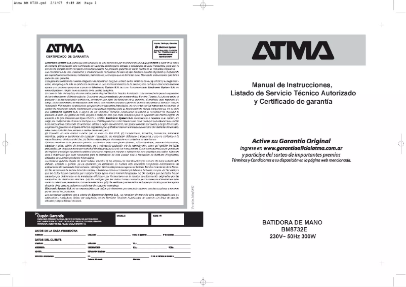 Página 1 del manual Manual de usuario Atma BM8732E