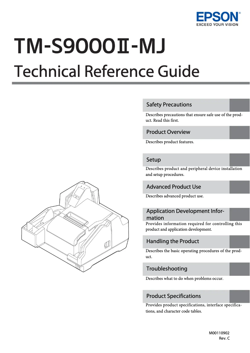Page 1 de la notice Manuel utilisateur Epson TM-S9000II-MJ