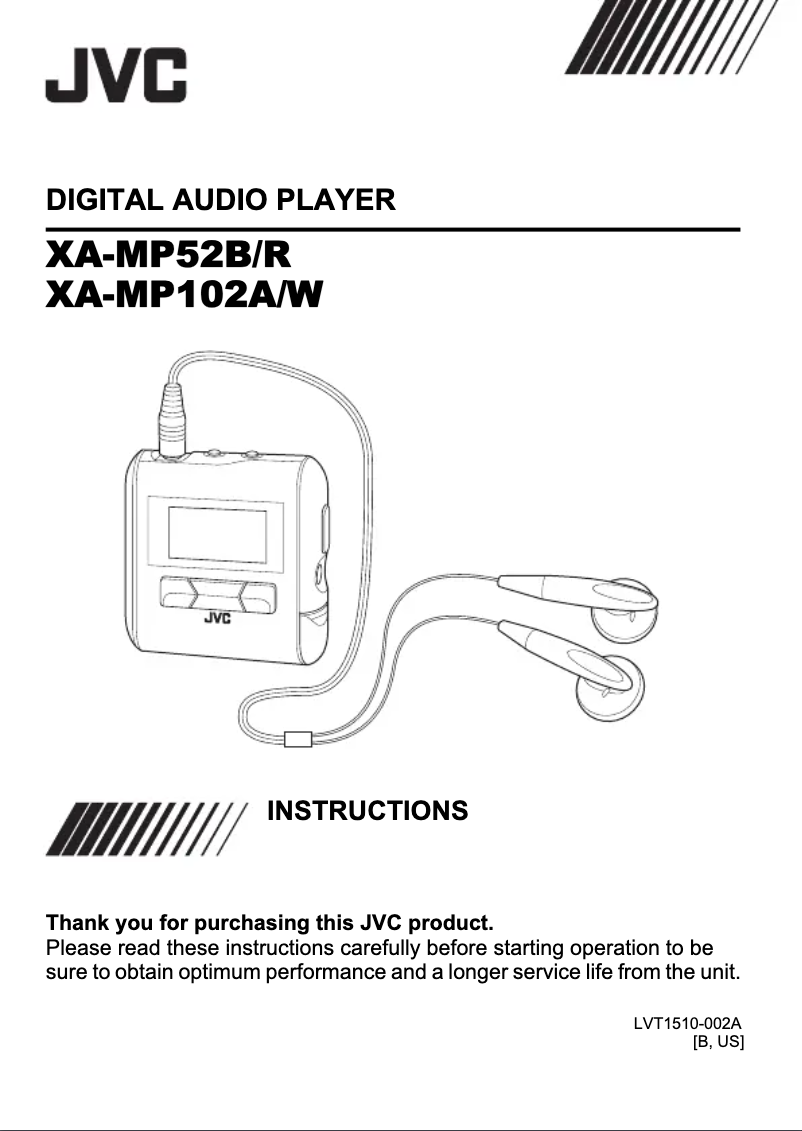 Image de la première page du manuel de l'appareil XA-MP102W