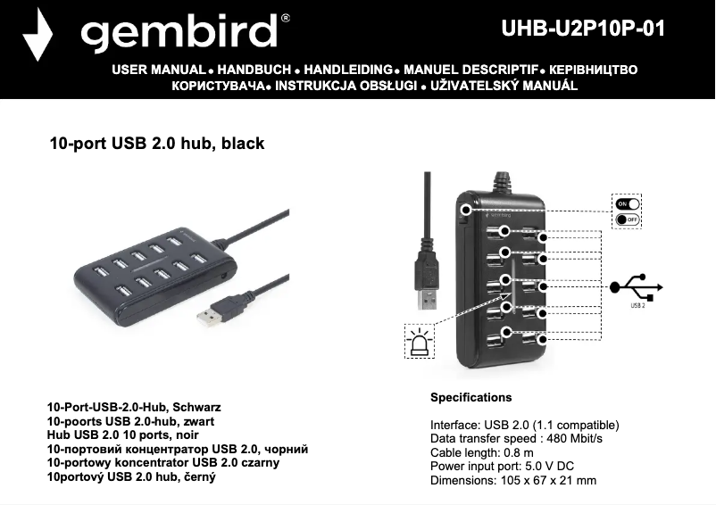 Page n°1 - Manuel utilisateur Gembird UHB-U2P10P-01