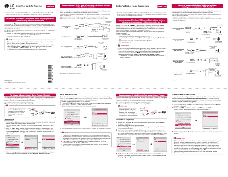 Page 1 de la notice Manuel utilisateur LG PF1000UA