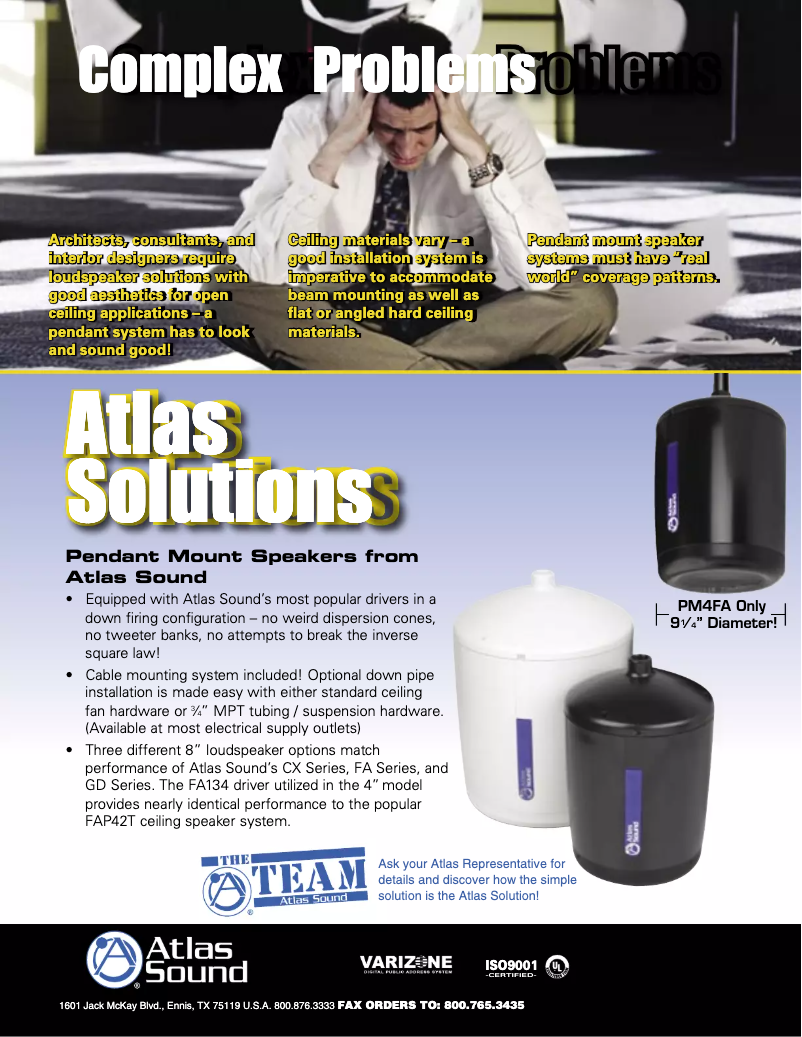 Page 1 de la notice Brochure Atlas Sound PM4FA-B