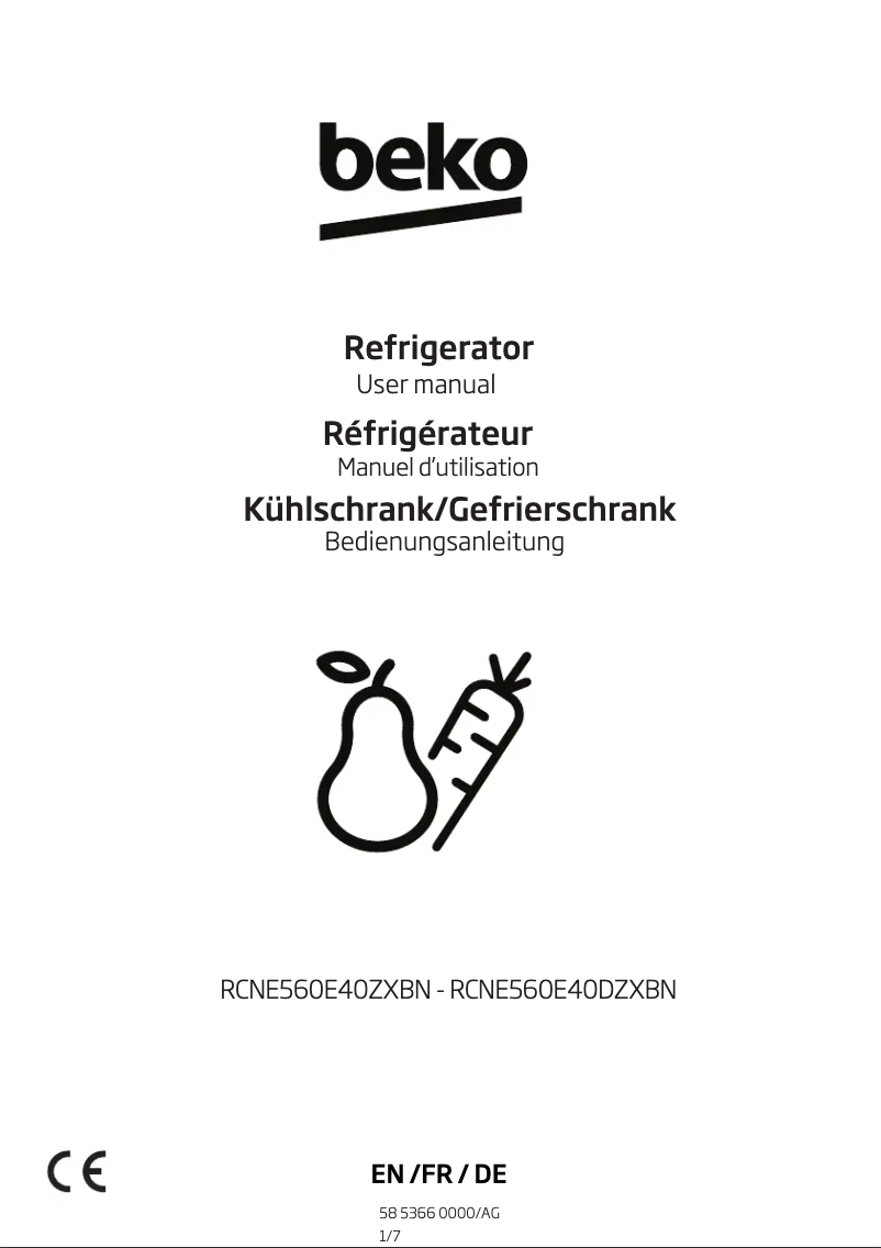 Page n°1 - Manuel utilisateur Beko RCNE560E40DZXBN