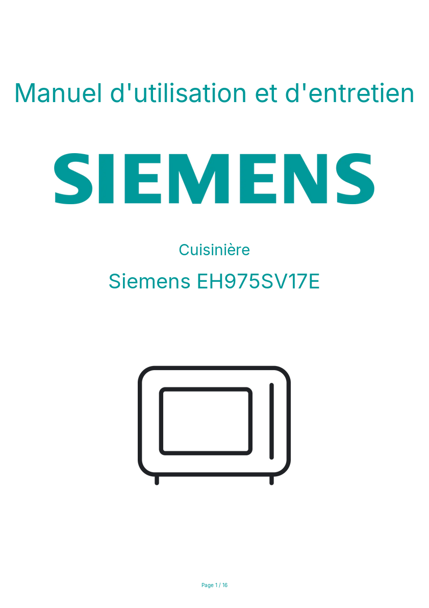 Image de la première page du manuel de l'appareil EH975SV17E