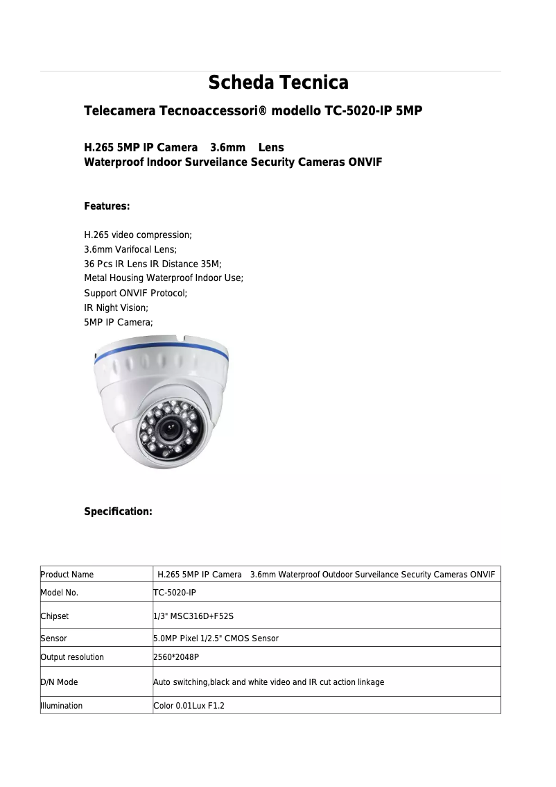 Image de la première page du manuel de l'appareil TC-5020-IP