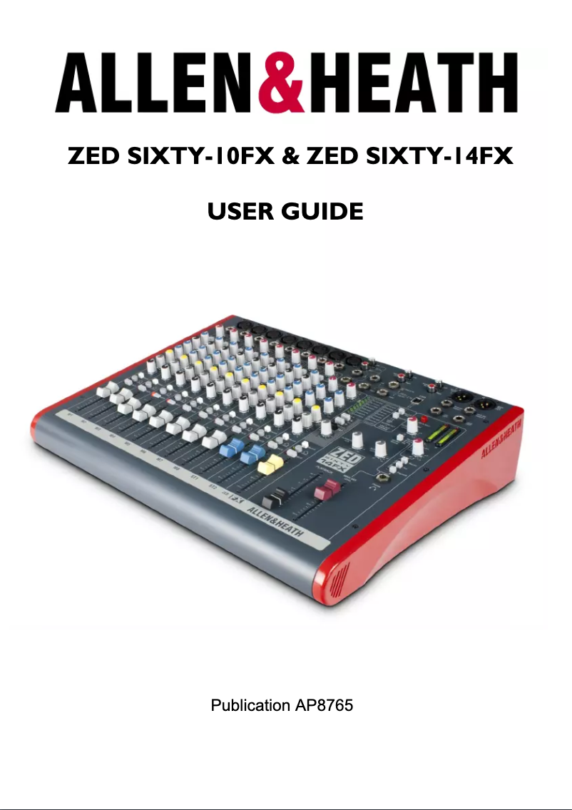 Page n°1 - Manuel utilisateur Allen & Heath ZED60-14FX