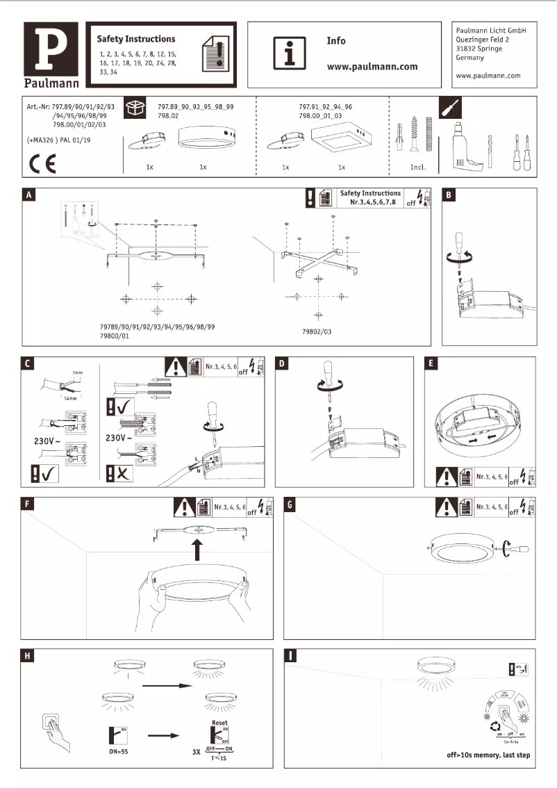 Page 1 de la notice Manuel utilisateur Paulmann 797.91