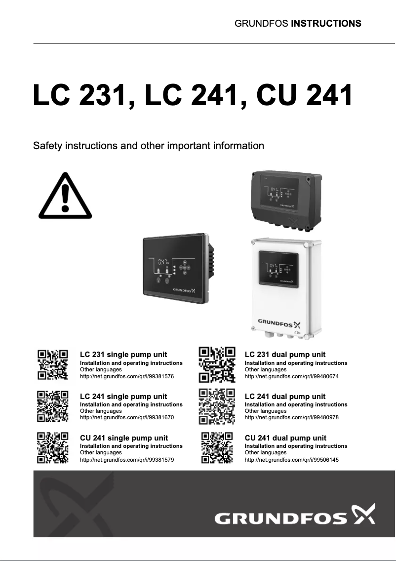 Page n°1 - Guide d'installation Grundfos CU 241