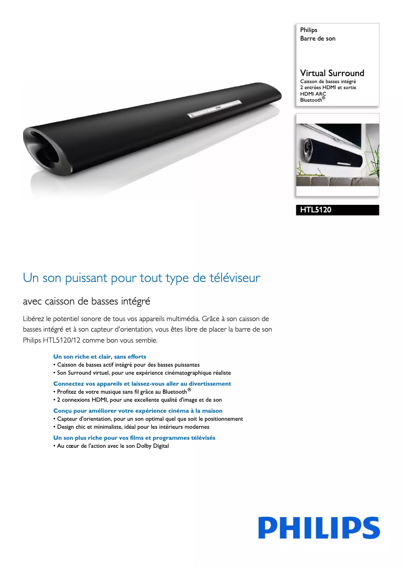 Página 1 del manual Ficha técnica Philips HTL5120