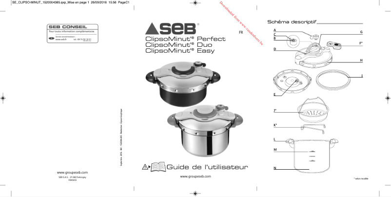 Page n°1 - Manuel utilisateur SEB Clipso Minut Duo YY2898